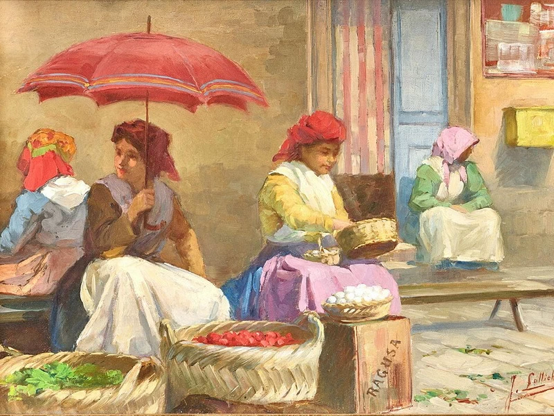 1867-Giuseppe Lallich - Commesse al mercato ortofrutticolo di Ragusa